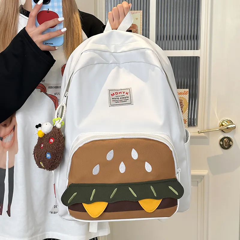 Deli Bear Nylon Backpack Unisex Yellow/White/Brown/Khaki-9