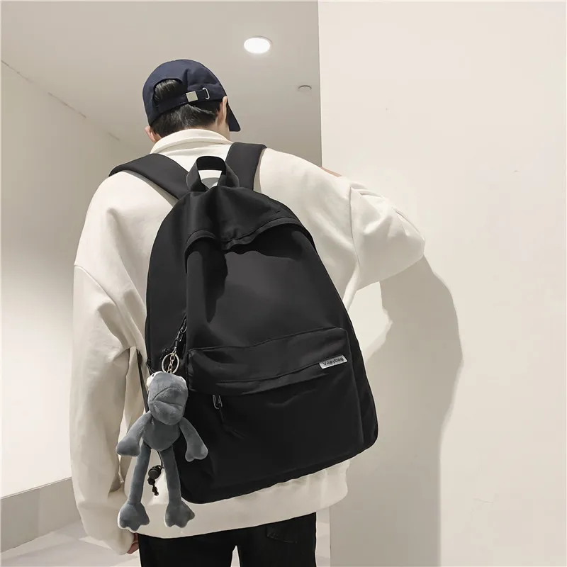 OUZIHUANG Nylon Backpack Unisex Black/White/Pink/Gray-3