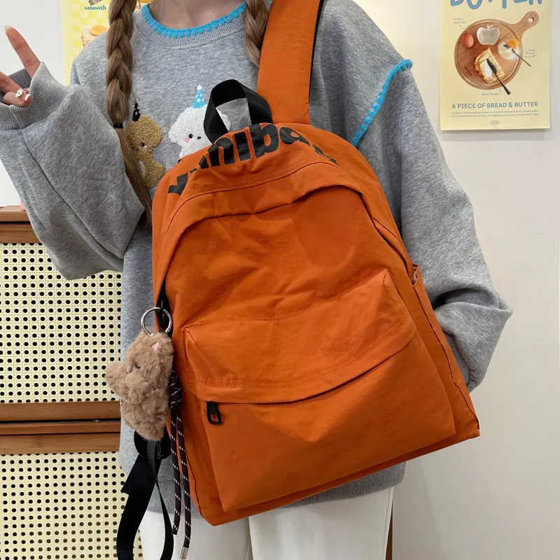 Deli Bear Nylon Backpack Regular Unisex White/Orange/Black/Purple/Green-7