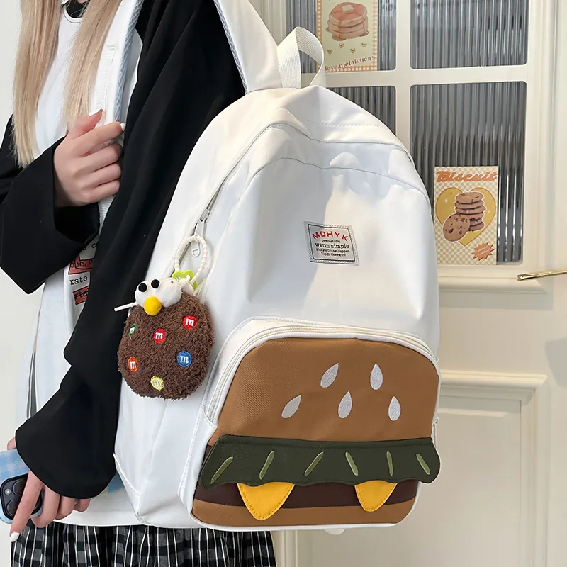 Deli Bear Nylon Backpack Unisex Yellow/White/Brown/Khaki-8