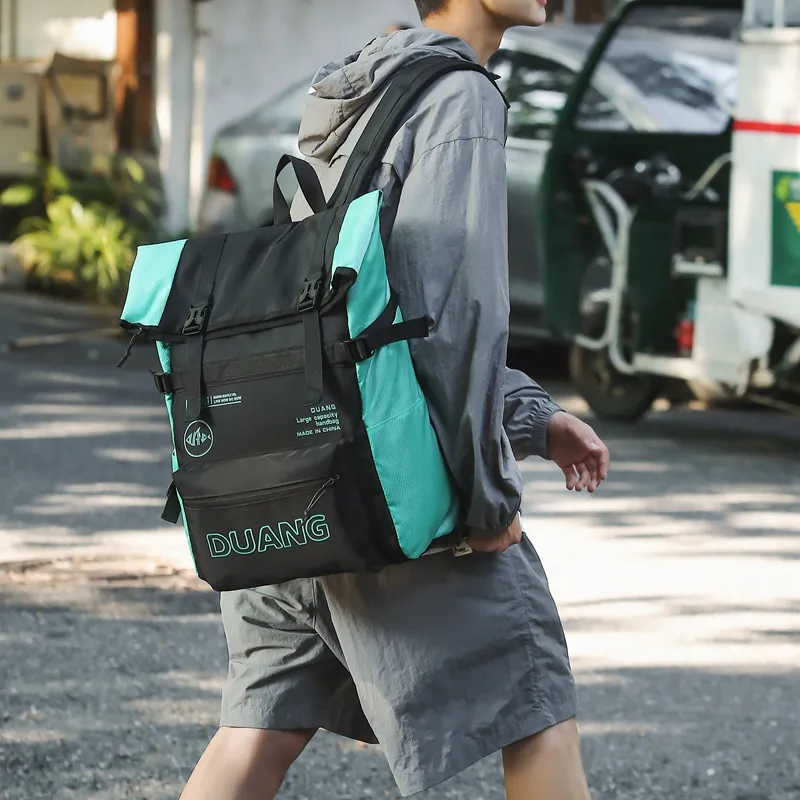 Deli Bear Nylon Backpack Unisex Black/Purple/Gray/Fruit Green/Mint Green-3