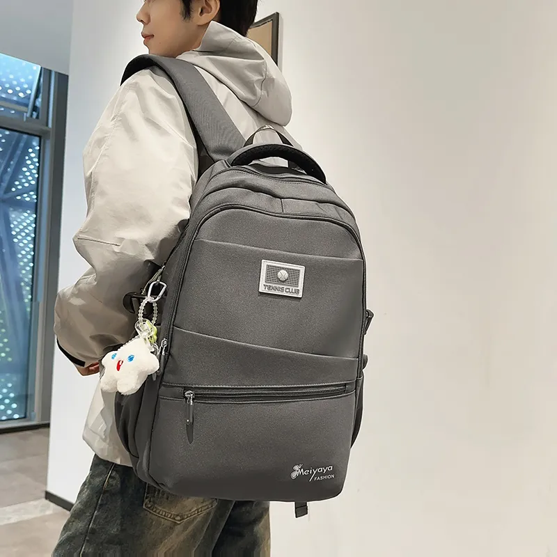 OUZIHUANG Nylon Backpack Regular Unisex Black/Gray/Orange/Purple/Khaki-2