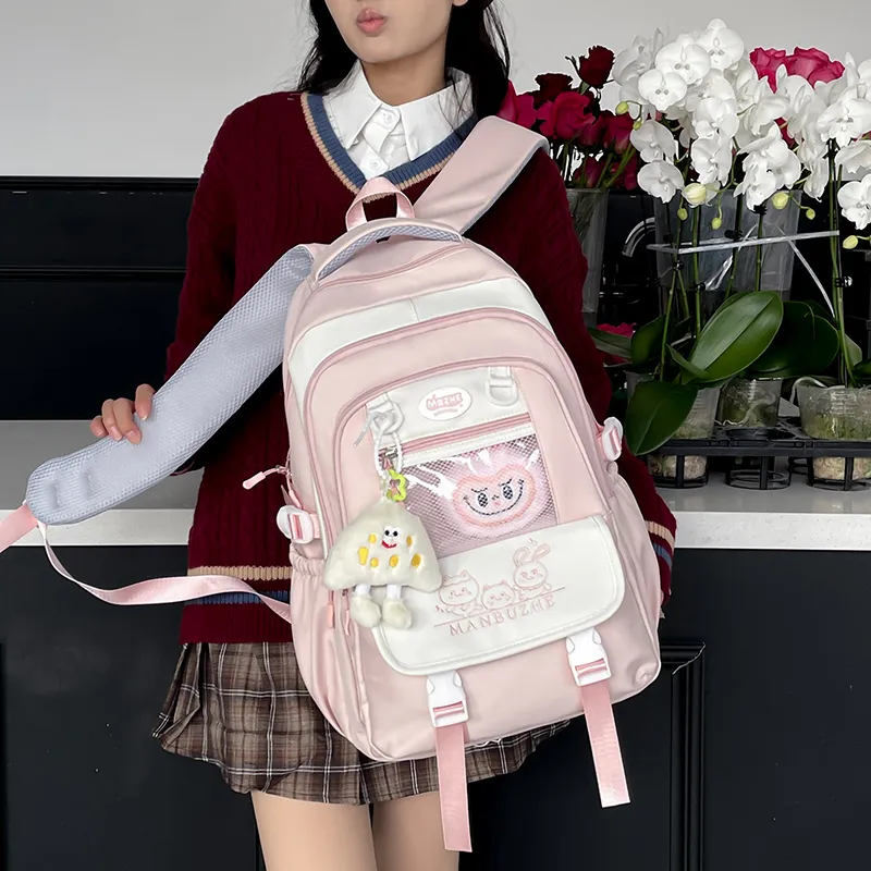Tong Tong Rabbit Canvas Backpack Unisex Multicolor-15