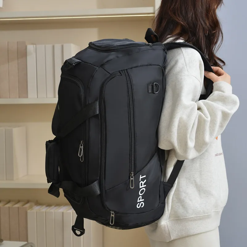 OUZIHUANG Nylon Travel Bag Unisex Black/Green/Pink/Blue/Gray-4