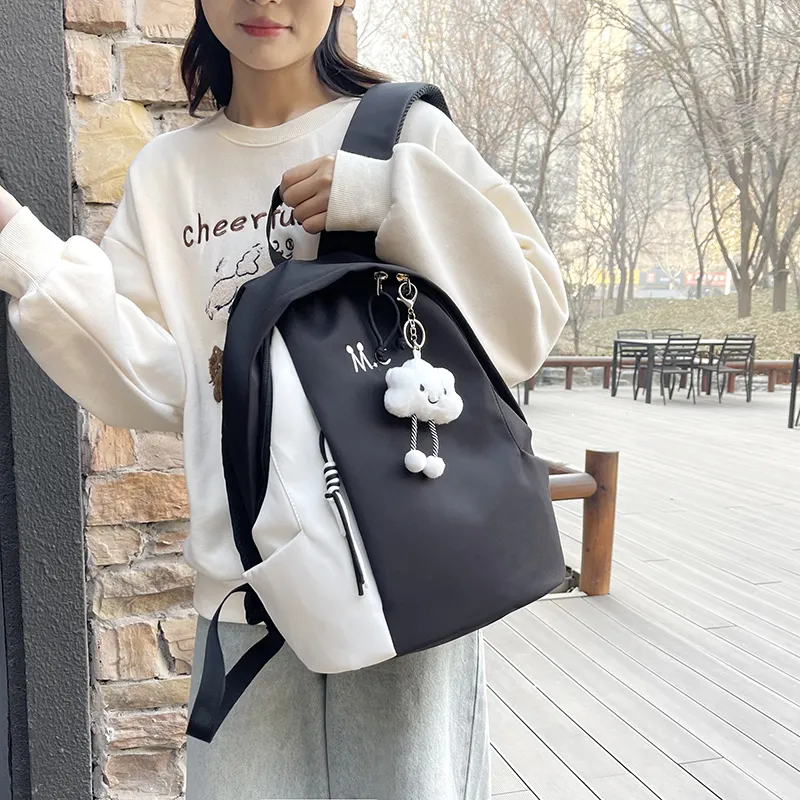 OUZIHUANG Nylon Backpack Regular Women's Lemon/Orange/Haze Blue/Classic Black/Withered Leaf Green-15