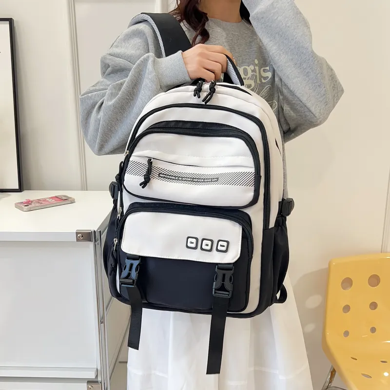 OUZIHUANG Nylon Backpack Women's Purple/Red/Green/Khaki/Black-14