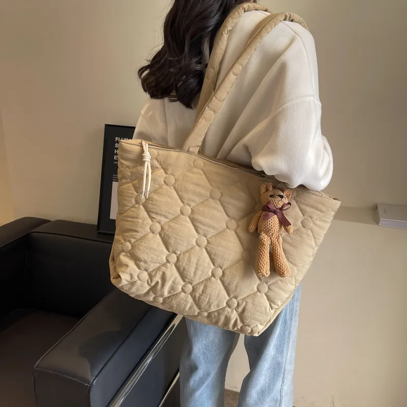 OUZIHUANG Canvas Tote Bag, Shopping Bag, Shoulder Bag Women's Coffee/Khaki/Ecru/Black-12