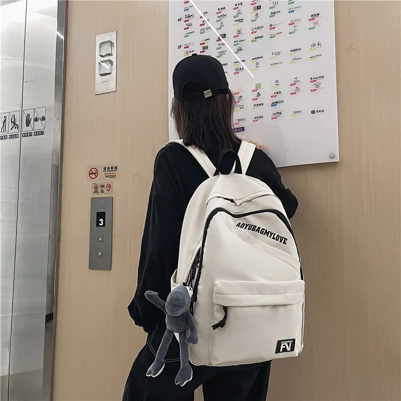 OUZIHUANG Nylon Backpack Unisex Black/Ecru/Red/Blue-9