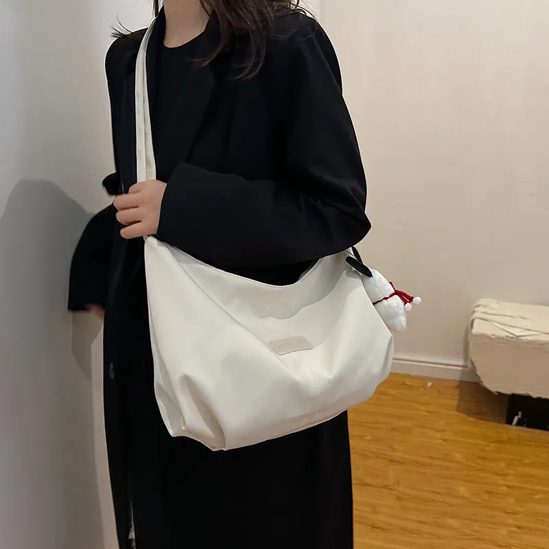 OUZIHUANG Nylon Crossbody Bag Shoulder Bag Regular Unisex Black/White/Purple/Pink-1