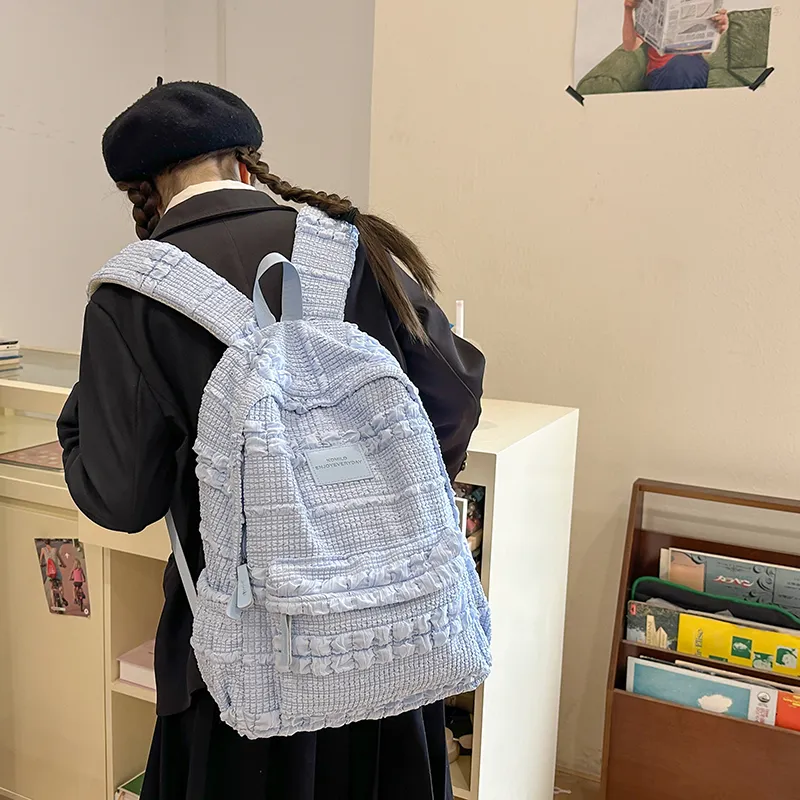 OUZIHUANG Nylon Backpack Women's White/Pink/Coffee/Blue-13