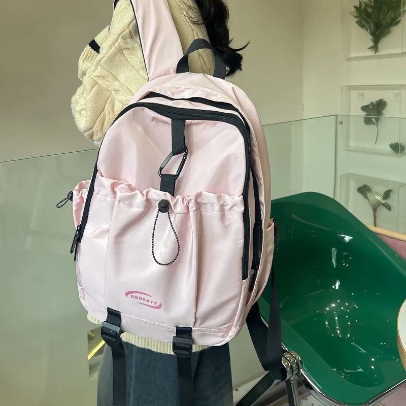 Deli Bear Nylon Backpack Regular Women's White/Pink/Black/Green-11