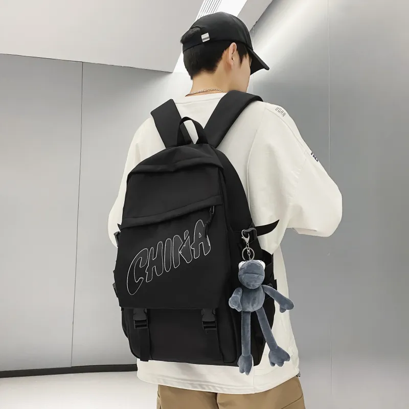 OUZIHUANG Nylon Backpack Unisex Black/Blue/Gray/Red/White-4