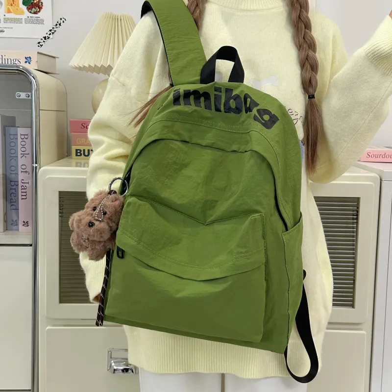 Deli Bear Nylon Backpack Regular Unisex White/Orange/Black/Purple/Green-16