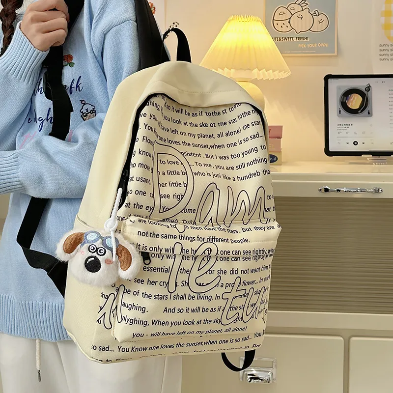 Deli Bear Nylon Backpack Regular Women's White/Blue/Khaki/Yellow/Green-12