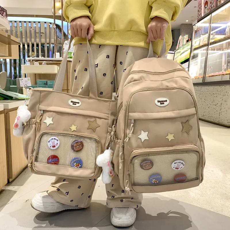 Deli Bear Cotton Ita Bag Backpack Regular Women's Black/Pink/White/Blue/Khaki-2