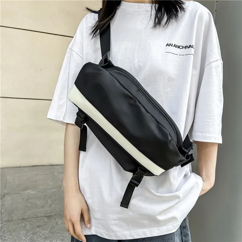 Deli Bear Microfiber Synthetic Leather Sling Bag Regular Unisex Black White & Color/Black-1