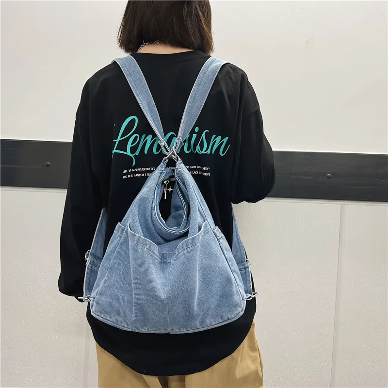 OUZIHUANG Denim Crossbody Bag, Shoulder Bag Regular Unisex Black/Light Blue/Dark Blue/Vintage Blue-12