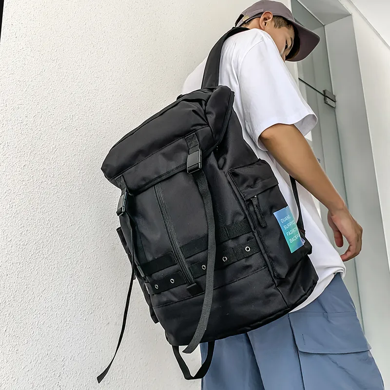 Deli Bear Oxford Backpacks Backpack Large Size Unisex Light Gray/Dark Gray/Red/Black-8