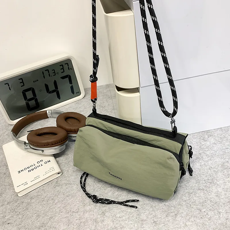 OUZIHUANG Nylon Shoulder Bag, Crossbody Bag Regular Unisex Black/Green/Brown-4