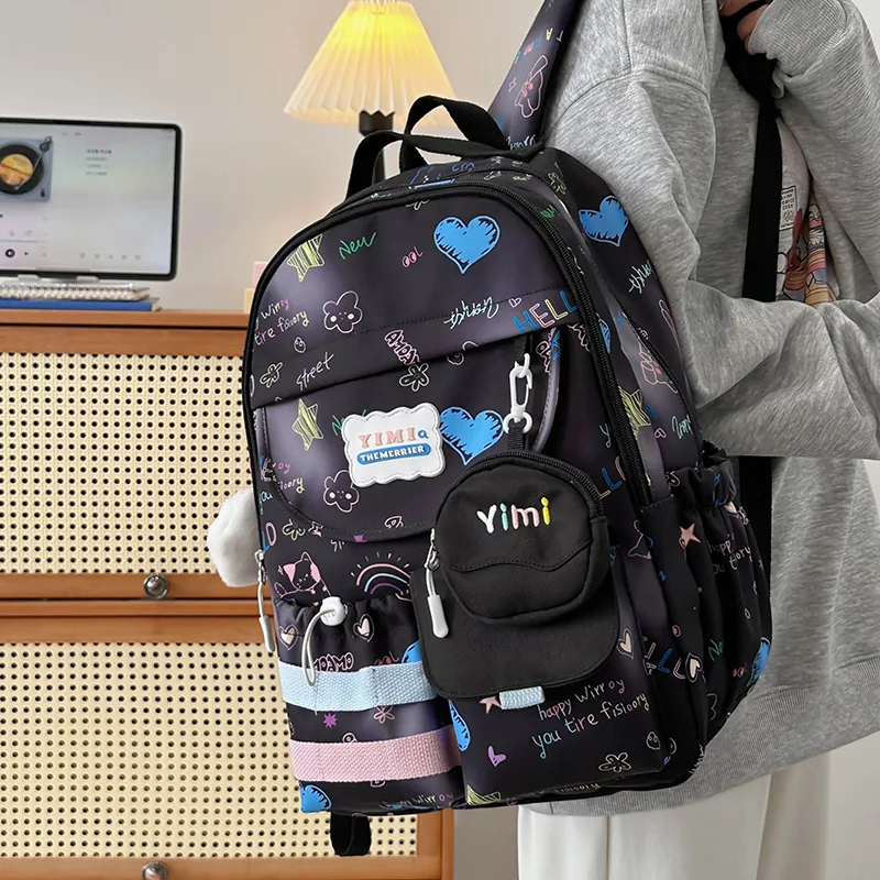 Deli Bear Polyester Backpack Women's Pink/White/Black/Blue-6