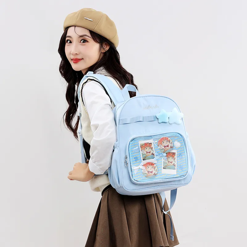 Deli Bear Fabric Backpack Women's Ecru/Gray/Light Purple/Sky Blue/Black-14