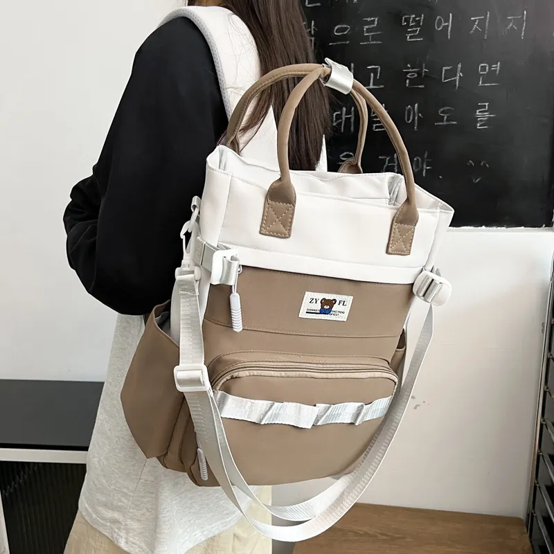 Deli Bear Canvas Canvas Bag Backpack Regular Unisex Green/Blue/Orange/Khaki/Black/Purple-18