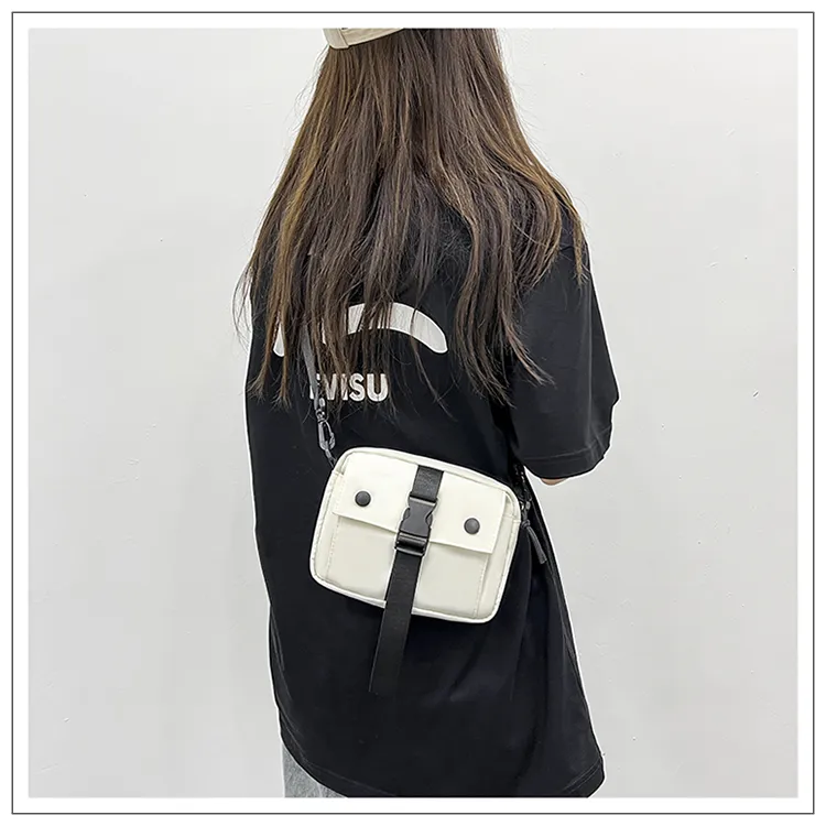 Tong Tong Rabbit Nylon Crossbody Bag Unisex Black/White/Khaki-9