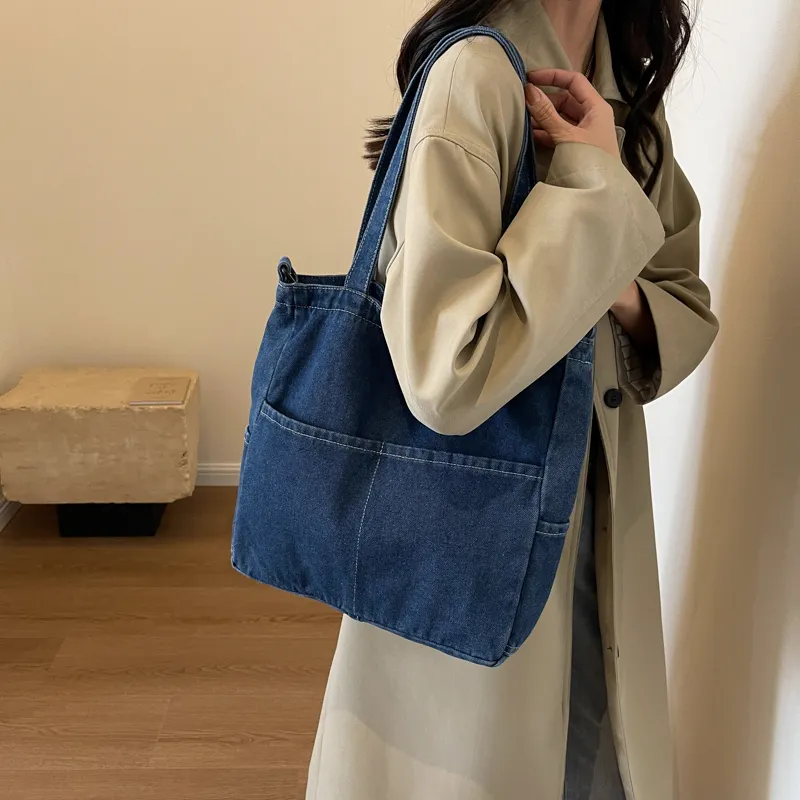 OUZIHUANG Denim Crossbody One Shoulder Handbag Women's Multicolor-5