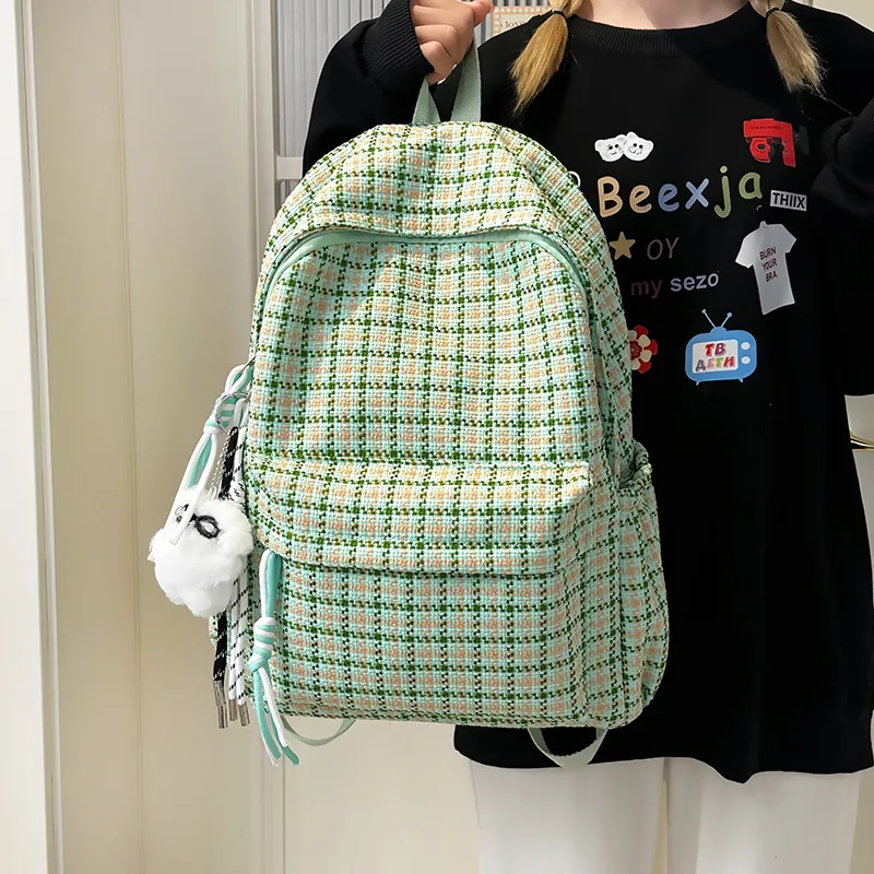 OUZIHUANG Nylon Backpack Women's Pink/Blue/Black/Ecru/Green-20