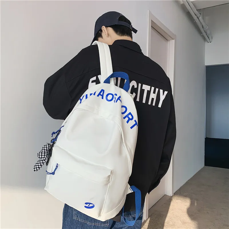 Deli Bear Nylon Backpacks Regular Unisex Black/Blue/White/Orange/White/Blue-14