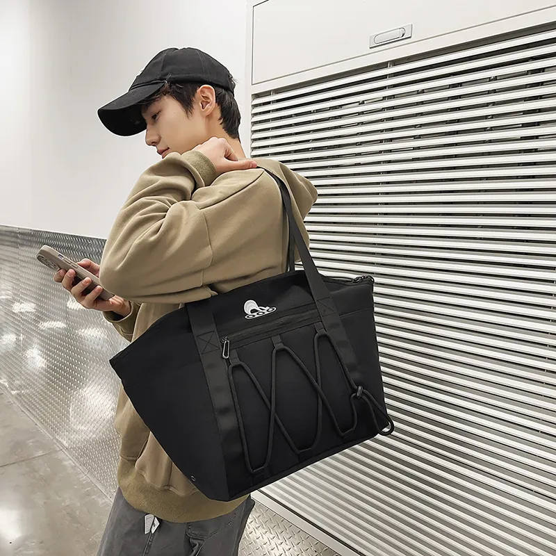 Deli Bear Nylon Shoulder Bag Unisex Black/Gray-1