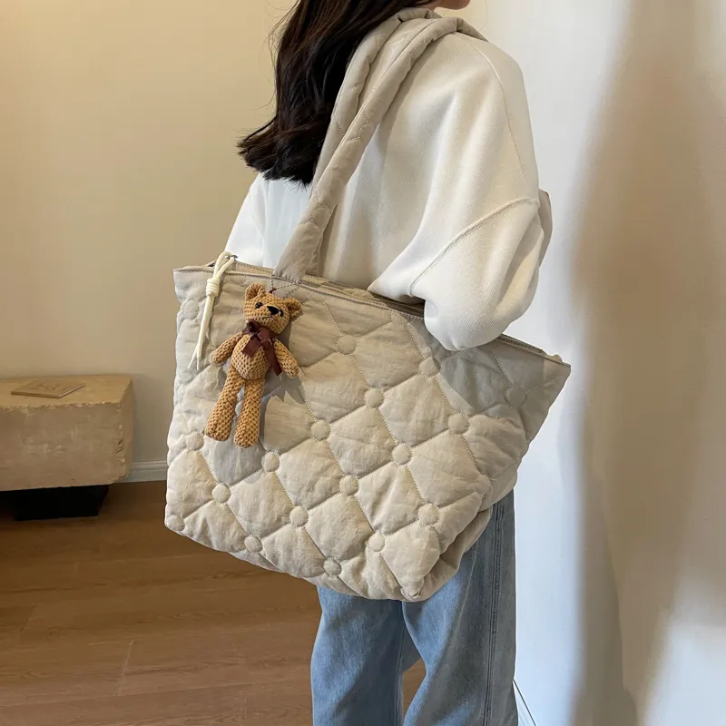 OUZIHUANG Canvas Tote Bag, Shopping Bag, Shoulder Bag Women's Coffee/Khaki/Ecru/Black-14