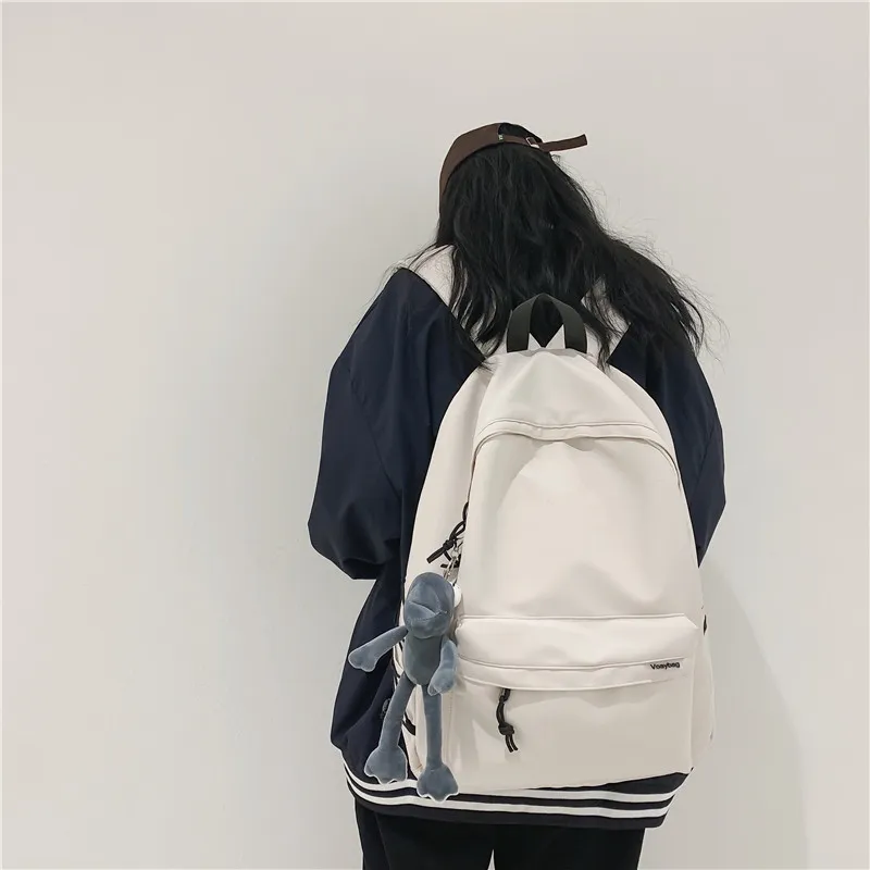 OUZIHUANG Nylon Backpack Unisex Black/White/Pink/Gray-8