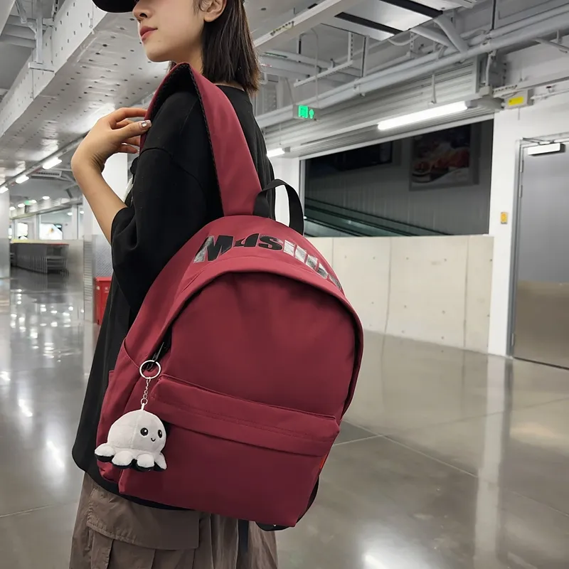 Deli Bear Nylon Backpack Unisex Black/White/Light Blue/Red/Yellow Brown-2