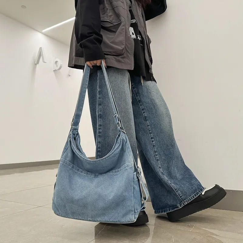 OUZIHUANG Denim Crossbody Bag, Shoulder Bag Regular Unisex Black/Light Blue/Dark Blue/Vintage Blue-10