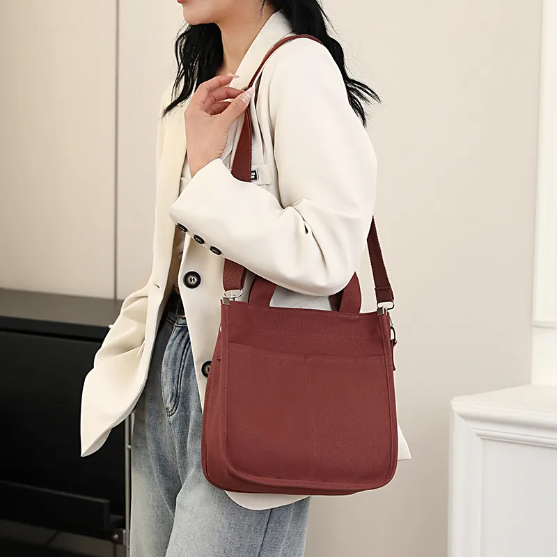 Deli Bear Canvas Handbag Women's Orange Red/Black/Yellow/Coffee-2