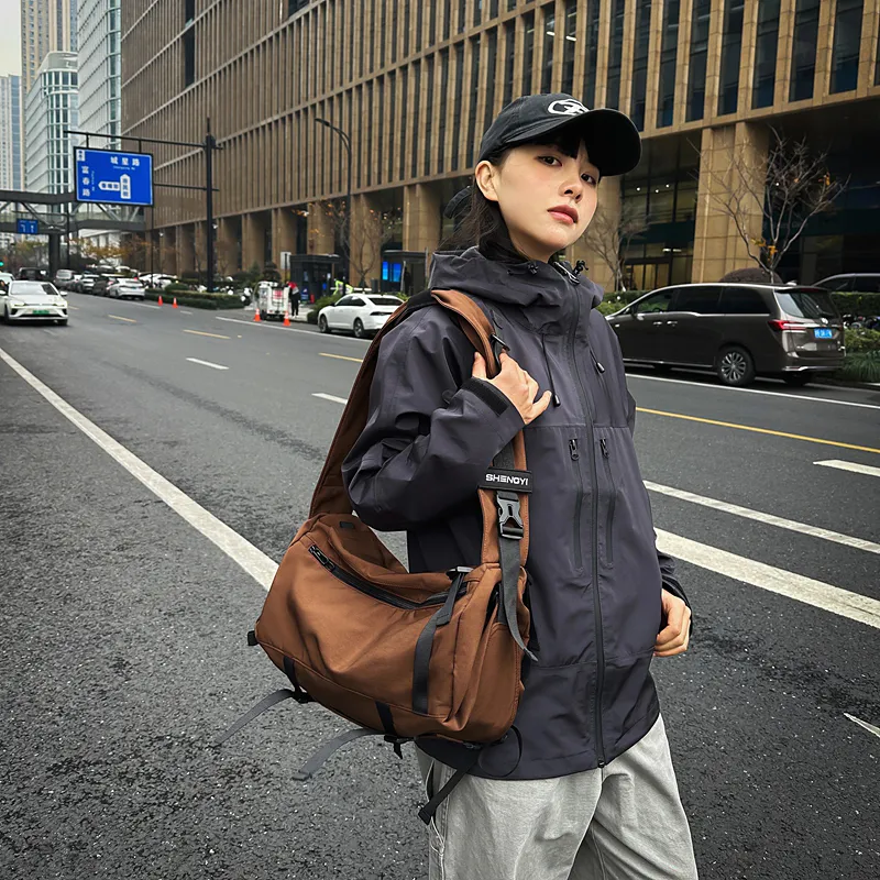 Deli Bear Nylon Crossbody Bag Unisex Black/Brown/Gray-6