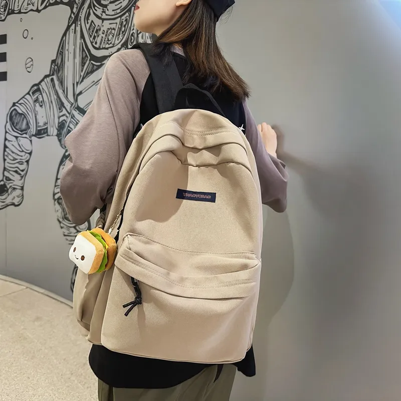 Deli Bear Nylon Backpack Large Size Unisex Ecru/Gray/Black/Khaki-5