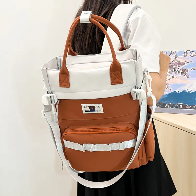 Deli Bear Canvas Canvas Bag Backpack Regular Unisex Green/Blue/Orange/Khaki/Black/Purple-11