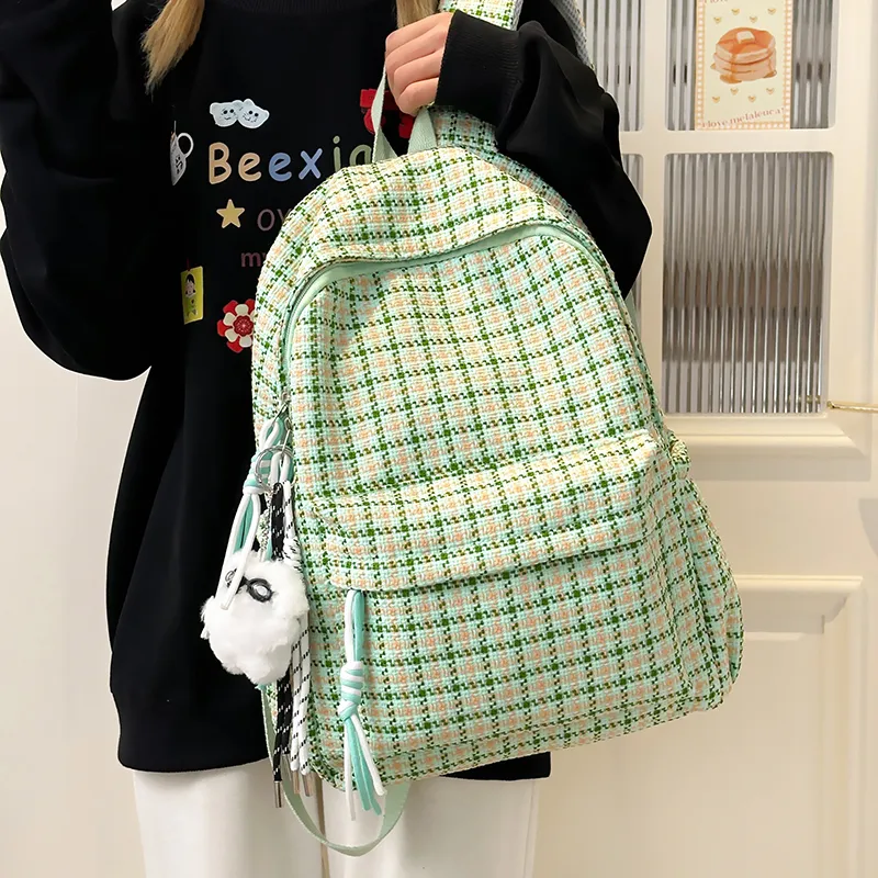 OUZIHUANG Nylon Backpack Women's Pink/Blue/Black/Ecru/Green-19