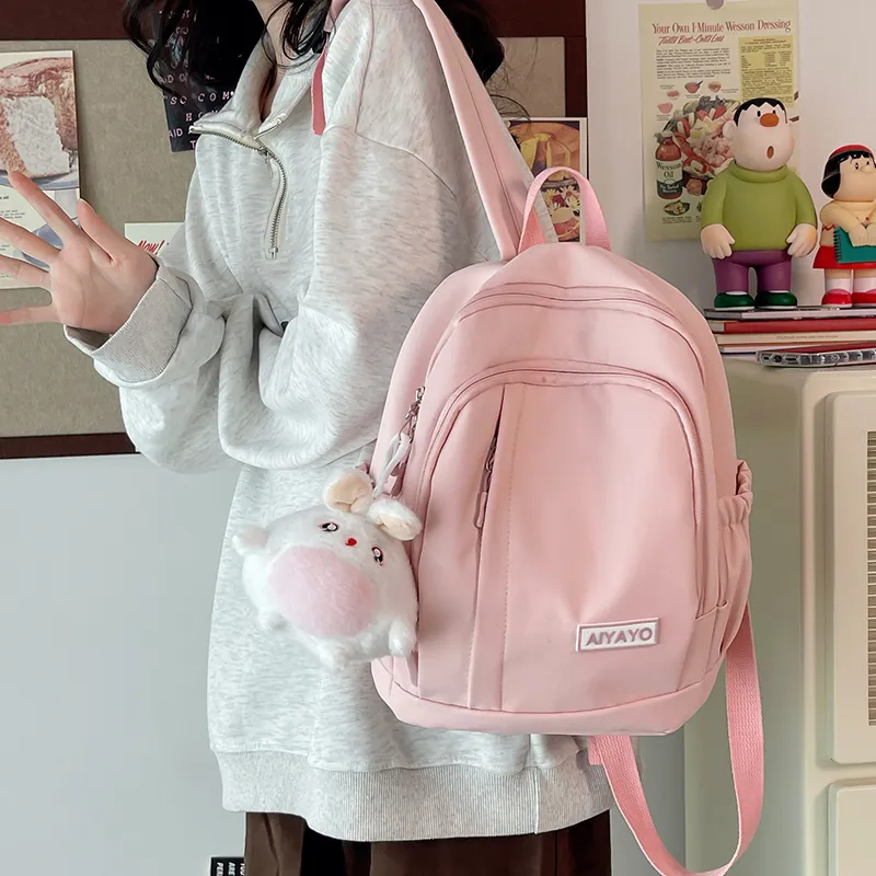 OUZIHUANG Nylon Backpack Large Size Unisex Pink/Blue/White/Black/Yellow/Green-11