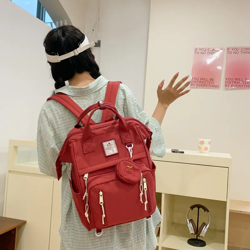 Deli Bear Nylon Backpack Women's Black/Pink/Ecru/Red-1