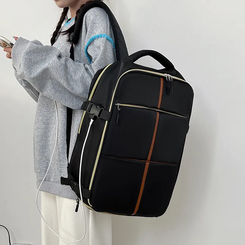 OUZIHUANG Oxford Backpack Unisex Black/Gray-4