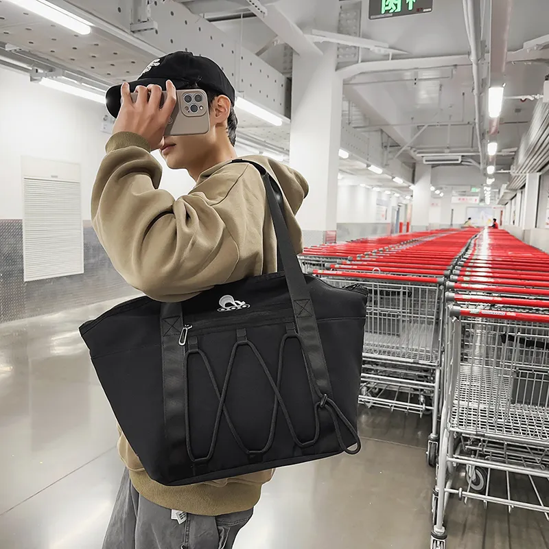 Deli Bear Nylon Shoulder Bag Unisex Black/Gray-2