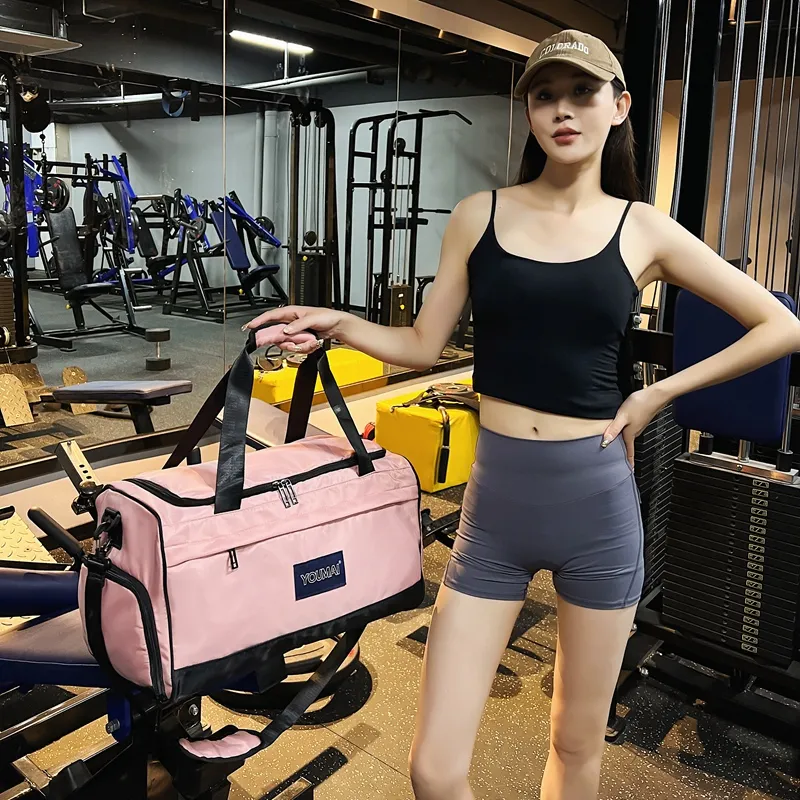 Deli Bear Nylon Gym Bag Unisex Black/Pink/Red/Khaki/Blue/Army Green/Gray-7