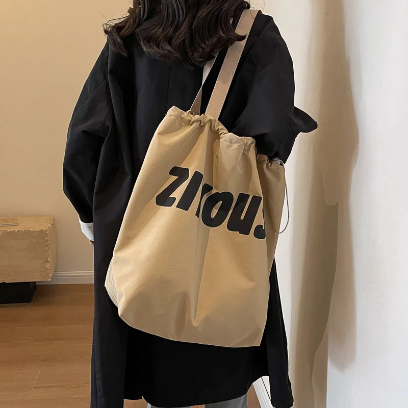 OUZIHUANG Canvas Bucket Bag Handbag Shoulder Bag Regular Women's Yellow/Ecru/Black/Khaki-23
