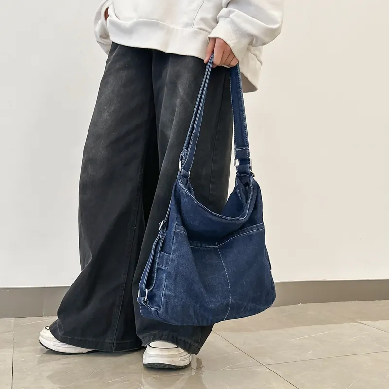 OUZIHUANG Denim Crossbody Bag, Shoulder Bag Regular Unisex Black/Light Blue/Dark Blue/Vintage Blue-18