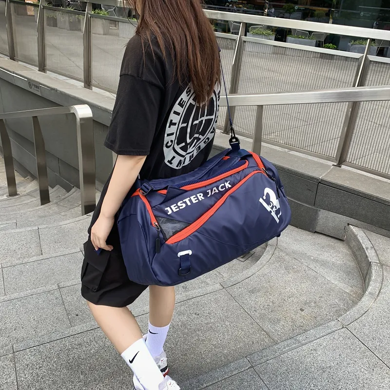 Deli Bear Mesh Gym Bag Large Size Unisex Gray/Black/Blue-1