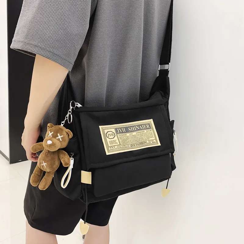 OUZIHUANG Nylon Shoulder Bag, Crossbody Bag Unisex Black/Blue/White/Red-12