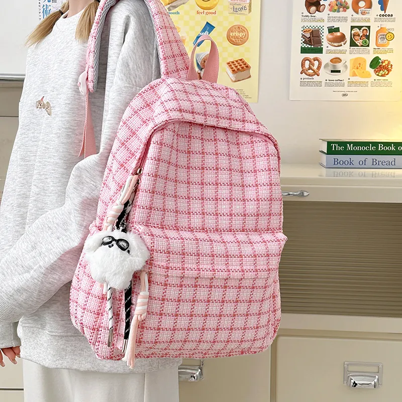 OUZIHUANG Nylon Backpack Women's Pink/Blue/Black/Ecru/Green-4